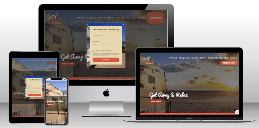 cozy turtle rv website mockup