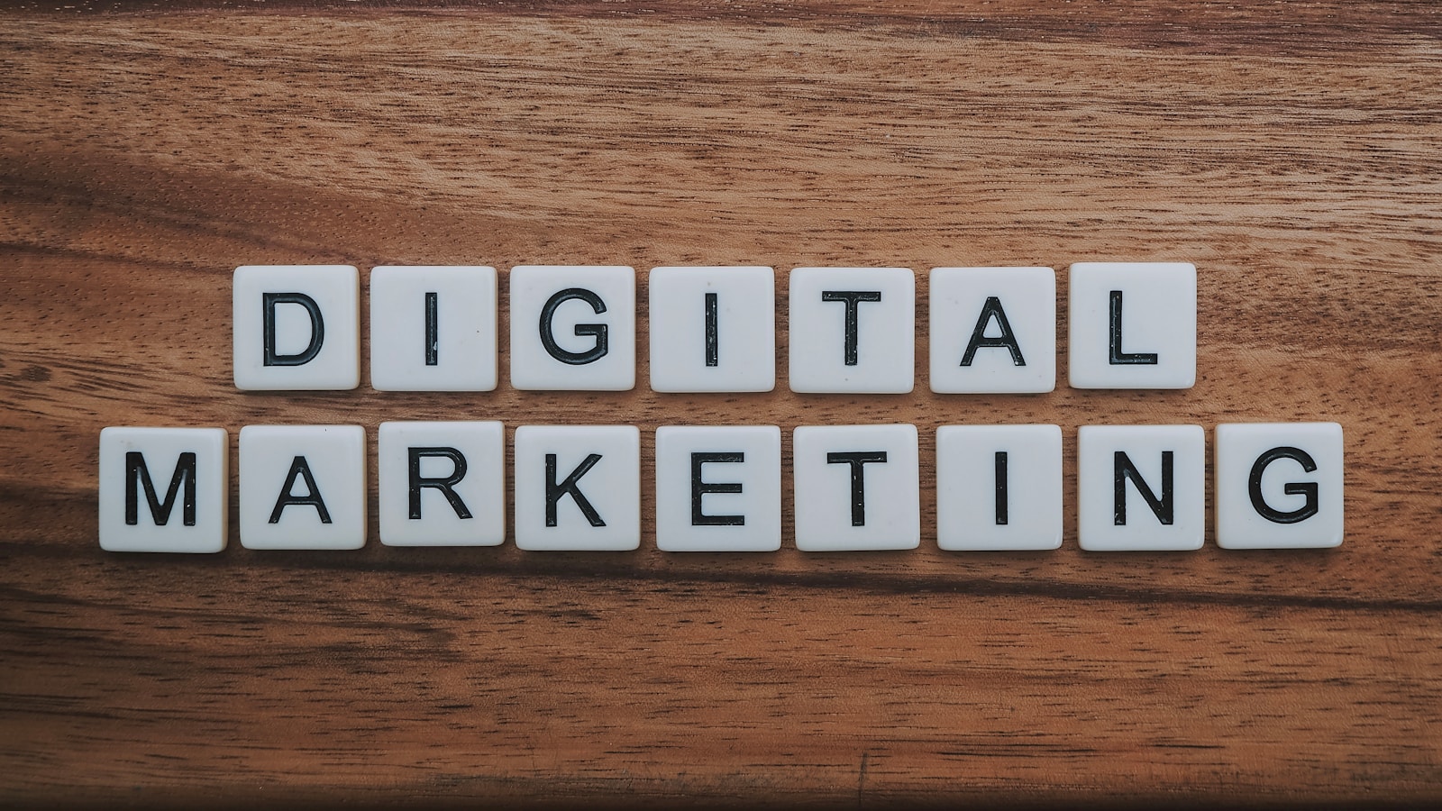digital marketing artwork on brown wooden surface digital marketing services for small business